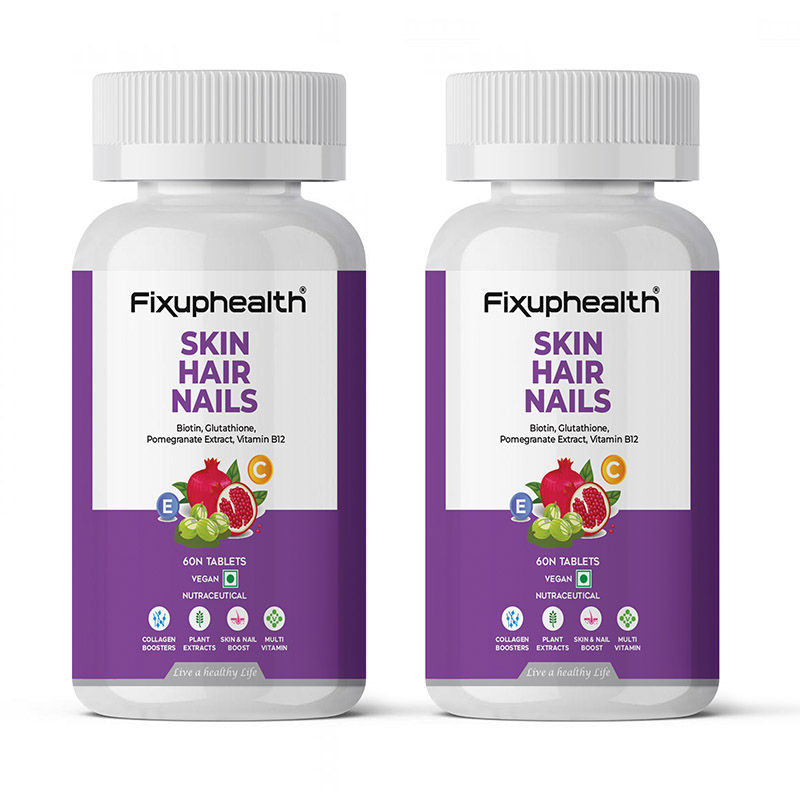 Fixuphealth Skin Hair & Nail Biotin Glutathione Tablets Pack of 2 - 60 Veeha Beauty Fixuphealth Skin Hair & Nail Biotin Glutathione Tablets Pack of 2 - 60 Veeha Beauty