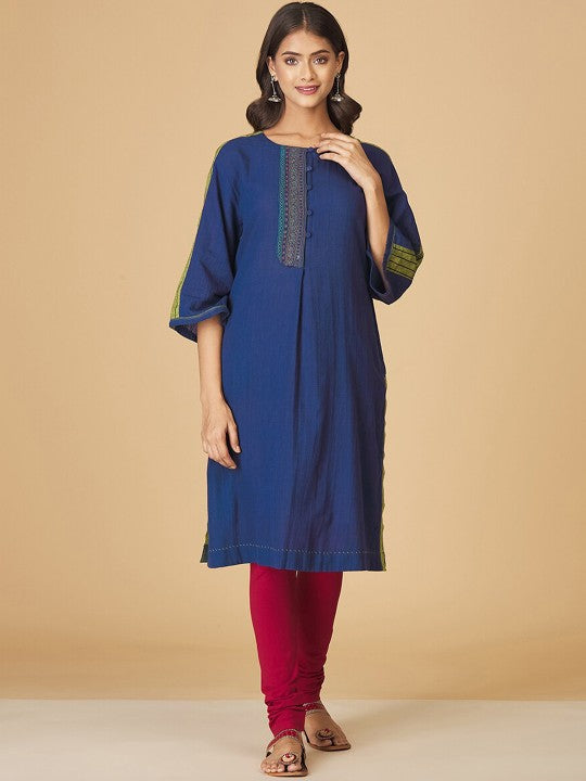 Fabindia Ethnic Motifs Yoke Design Thread Work Cotton Kurta