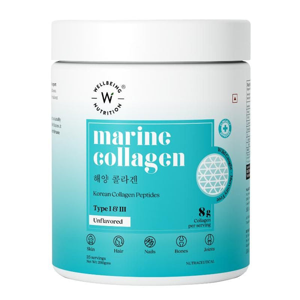 Wellbeing Nutrition Pure Korean Marine Collagen Peptides - 200 gms