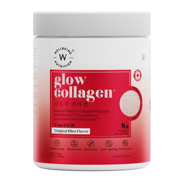 Wellbeing Nutrition Glow Korean Marine Collagen Peptides - 250 gms