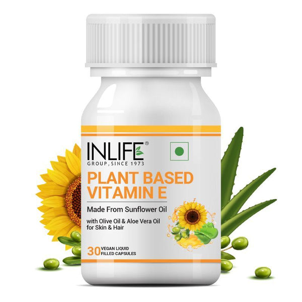 Inlife Plant Based Natural Vitamin E Oil Capsules For Face And Hair & Skin Health - 30 tabs