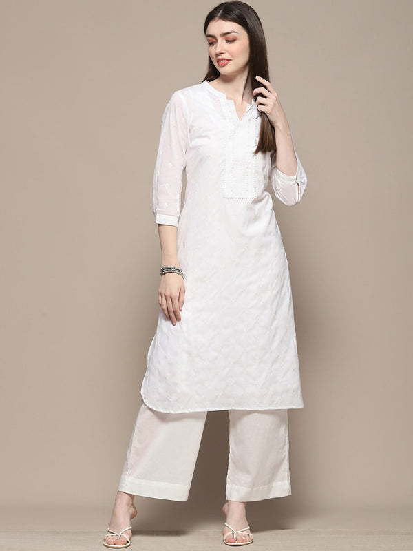 Biba Ethnic Motifs Embroidered Straight Kurta