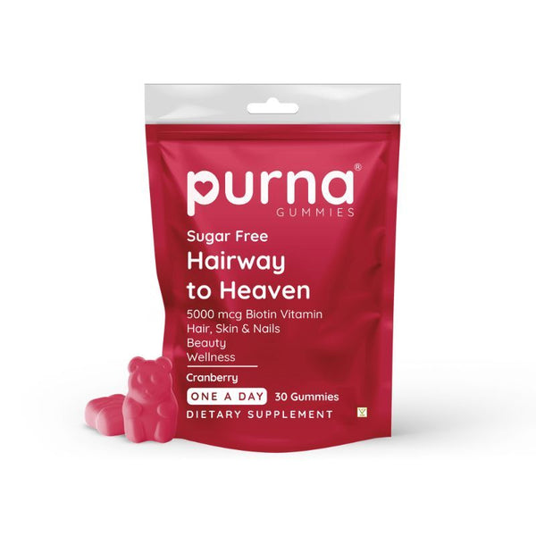 Purna Gummies Hair Biotin Cranberry Sugar Free Gummies - 30 Gummies