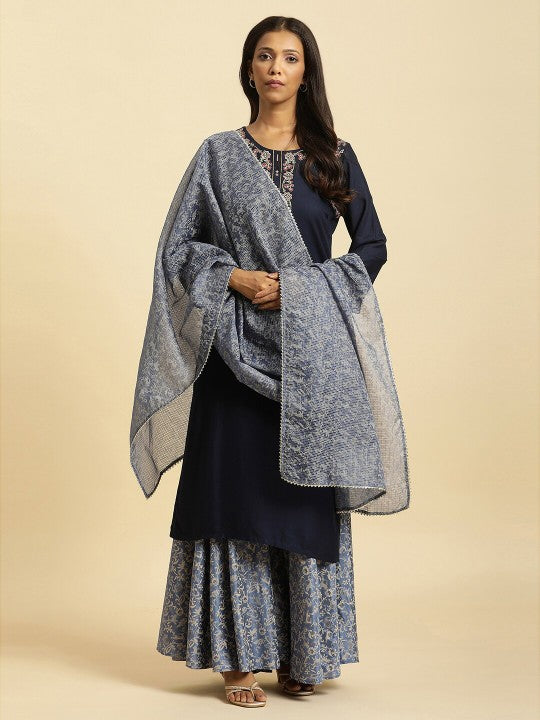 W Ethnic Motifs Printed Dupatta with Gotta Patti