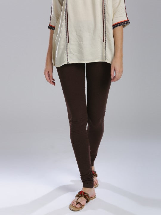 W Cotton Leggings - Brown