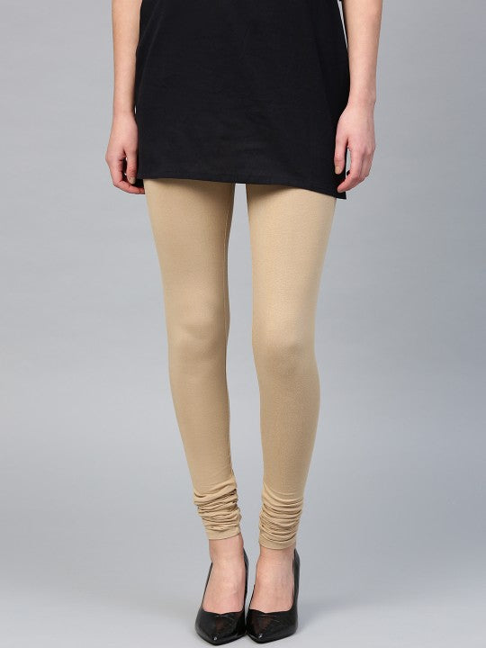 W Cotton Leggings - Beige