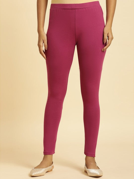 W Mid Rise Ankle Length Leggings - Purple