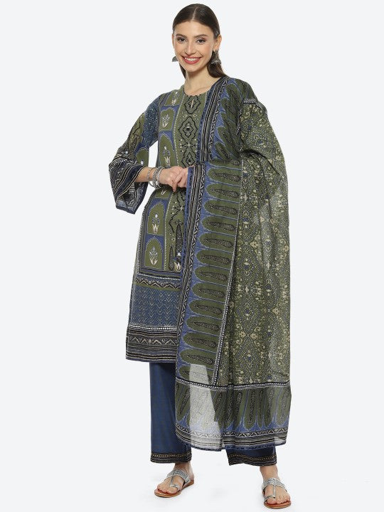 Biba Women Ethnic Motif Printed Kurta With Trousers & Dupatta