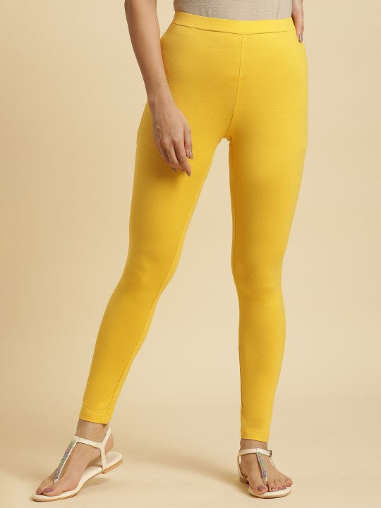 W Ankle-Length Cotton Leggings - Yellow