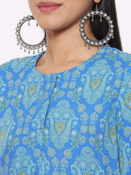 Biba Ethnic Motifs Printed Asymmetric A-Line Kurta