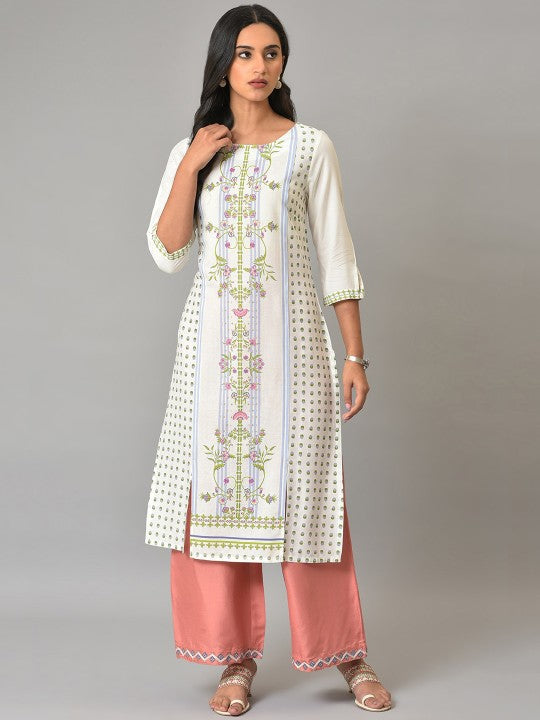 W Floral Printed Straight Kurta