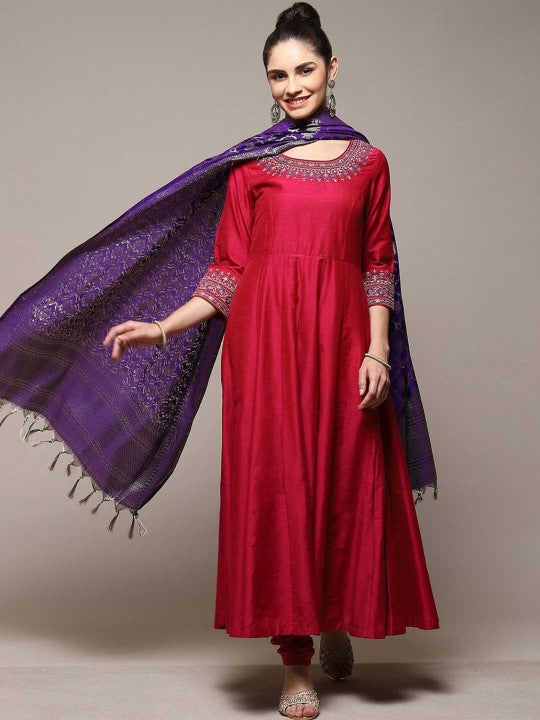 Biba Women Empire Kurta with Churidar & With Dupatta