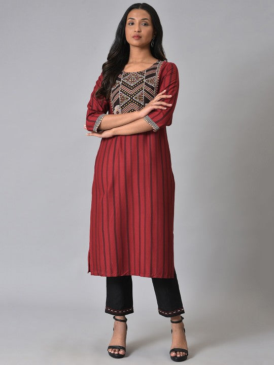 W Ethnic Motifs Printed Straight Kurta with Trousers