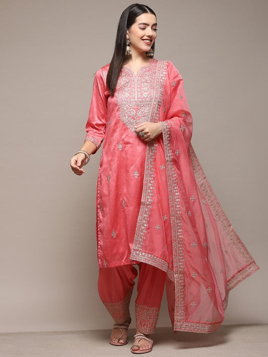 Biba Ethnic Motifs Yoke Design Regular Kurta with Salwar & With Dupatta