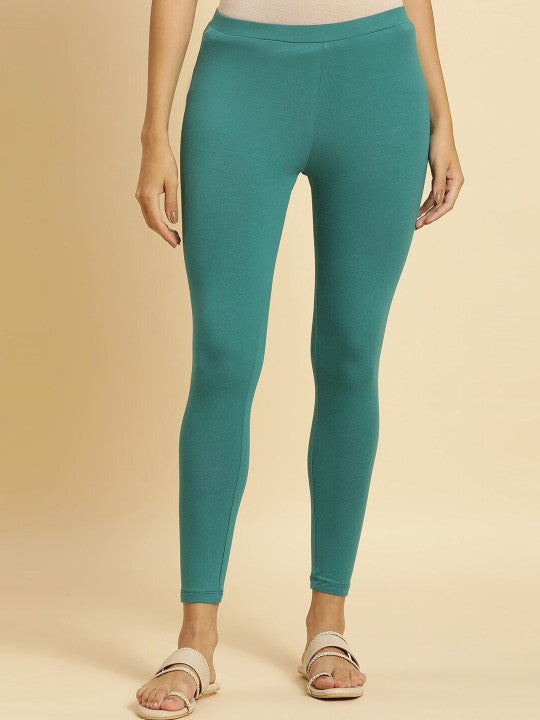 W Ankle Length Leggings - Teal Green