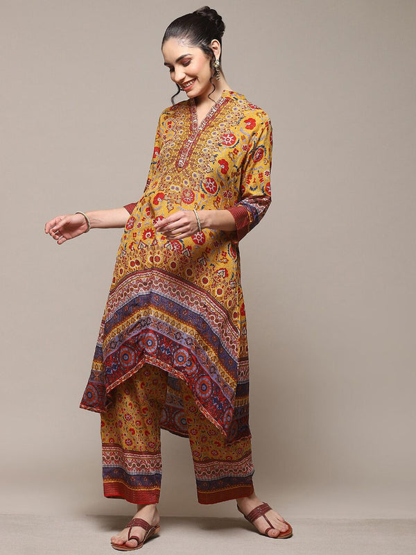 Biba Ethnic Motifs Printed A-Line Kurta With Palazzos