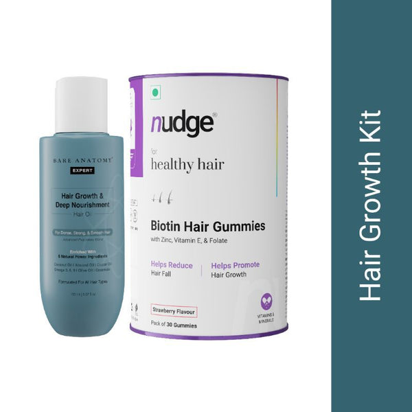 Nudge Biotin Hair Gummies & Deep Nourishment Hair Oil Combo