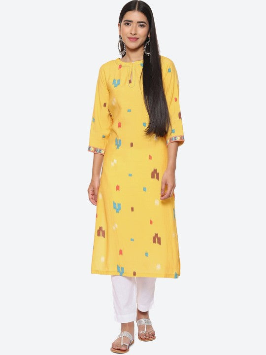 Biba Abstract Printed Keyhole Neck Kurta