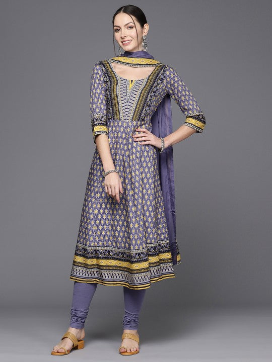 Biba Women Ethnic Motifs Printed A-Line Kurta with Leggings & Dupatta