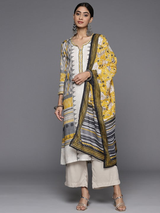 Biba Women Printed Regular Kurta with Palazzos & Dupatta