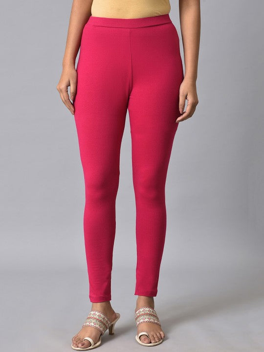 W Mid Rise Slim-Fit Ankle-Length Legging - Pink