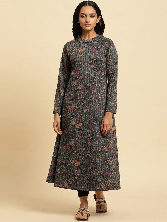 W Floral Woven Design A-line Kurta