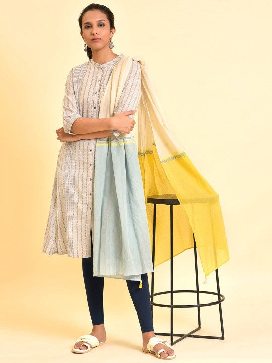 W Colourblocked Pure Cotton Dupatta