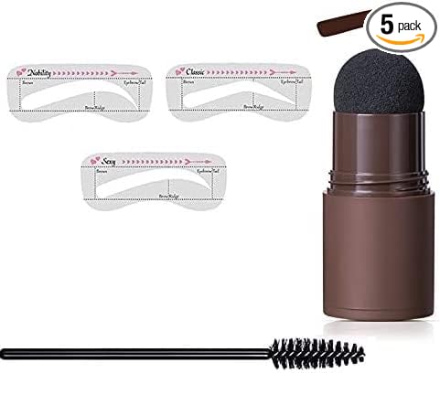 TopFinder Eyebrow Stamp Shaping Kit With 3 Reusable Eyebrow Stencils - Brown