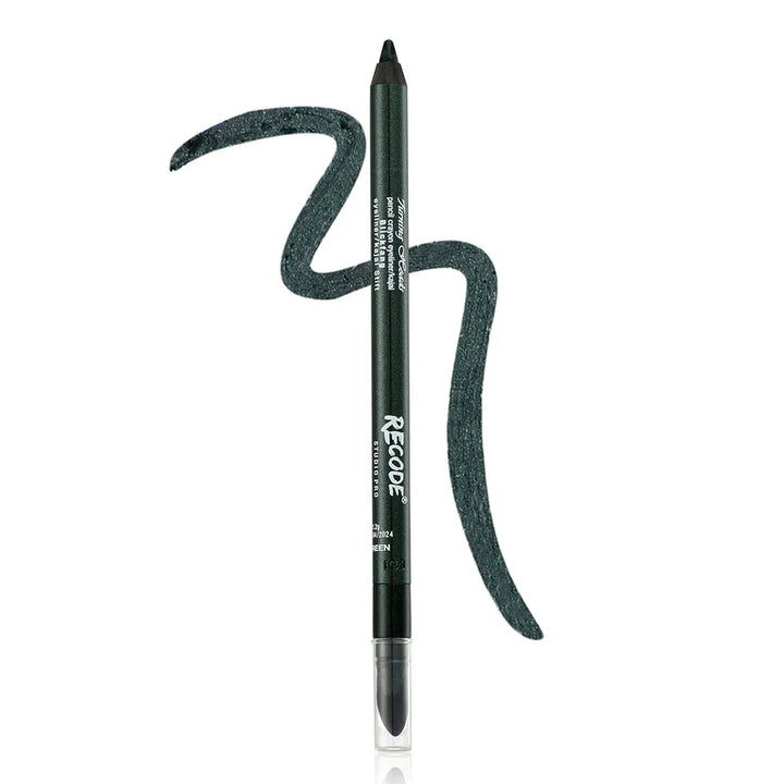 Recode Turning Heads Crayon Gel Eyeliner Pencil cum Kajal Pencil comes with Smudger on other side, longlasting, Water-proof & smudge-proof Formula, Green, 1.2gm