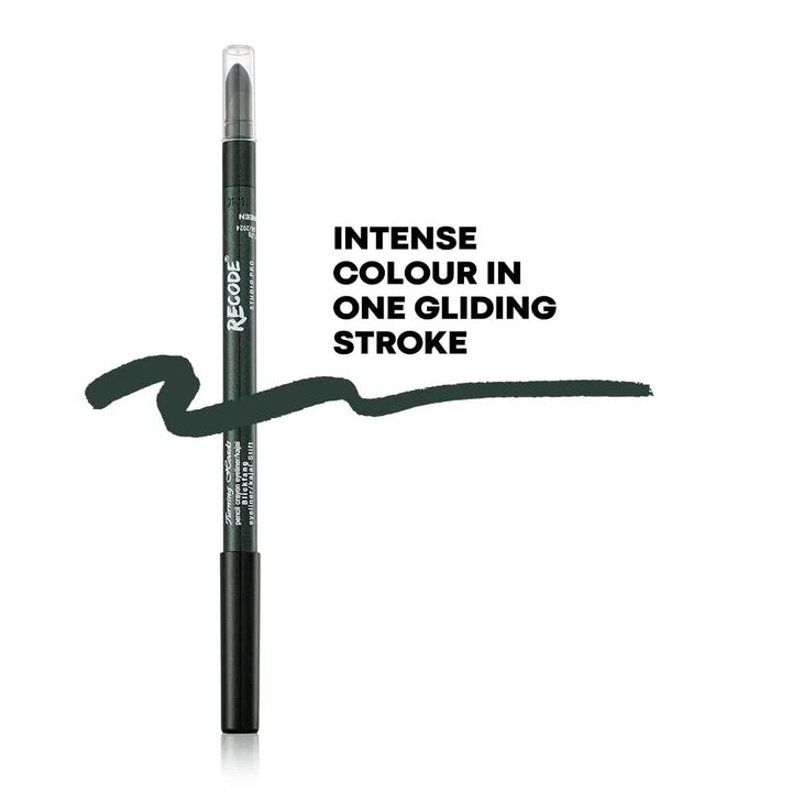 Recode Turning Heads Crayon Gel Eyeliner Pencil cum Kajal Pencil comes with Smudger on other side, longlasting, Water-proof & smudge-proof Formula, Green, 1.2gm