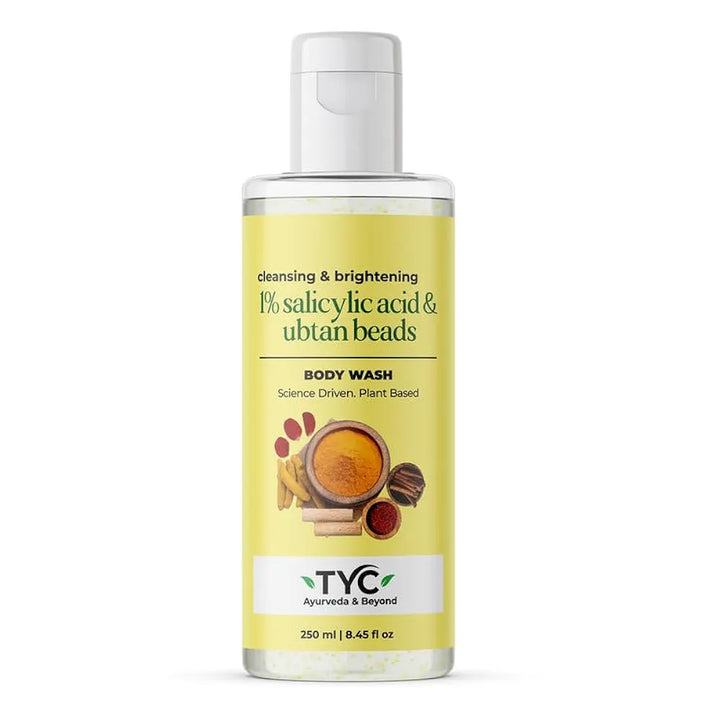 TYC - TRUST YOUR CHOICE Ubtan Bodywash For Cleansing And Skin Brightening With 1% Salicylic Acid And Ubtan Beads, Vegan - 250 Ml 