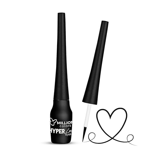 Million Colors Black Colour Waterproof Liquid Eyeliner Charcoal 01 - 5 ml