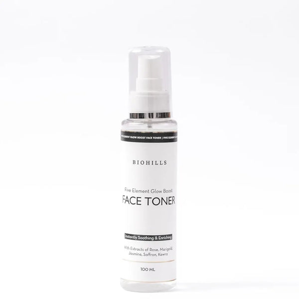 Biohills Five Elements Glow Boost Toner 100ml | Hydrating & Brightening Toner with Rose, Jasmine, Saffron & Marigold | Refreshing & Soothing for Radiant, Even-Toned Skin