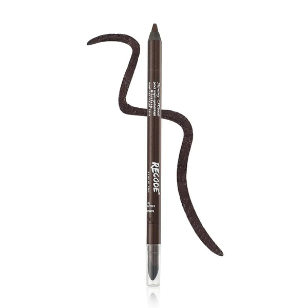 recode Matt Turning Heads Crayon Gel Eyeliner Cum Kajal Pencil Comes With Smudger On Other Side, Longlasting, Water-Proof & Smudge-Proof Formula, Brown, 1.2Gm
