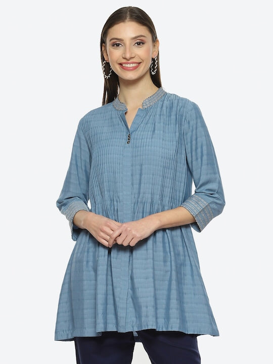 Biba Women Mandarin Collar Yoke Design Kurti