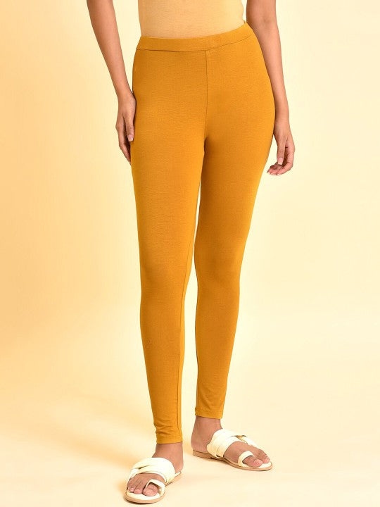 W Ankle Length Leggings - Mustard Yellow