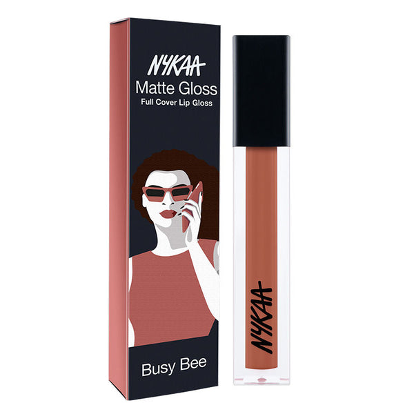 Nykaa 8 Hour Lasting Full Cover Matte Gloss - Busy Bee - 3.5 ml
