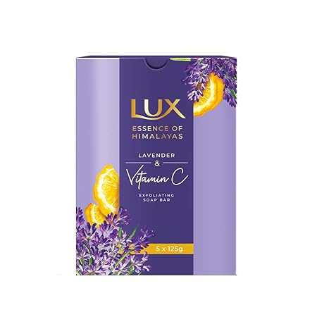 Lux Lavender & Vitamin C Exfoliating Soap - 125 gms (Pack of 5)