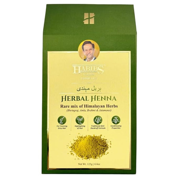 Habibs Cosmetics Natural Henna Mehndi Powder Enriched with Bhringraj, Amla, Brahmi, Jatamansi - 125 gms
