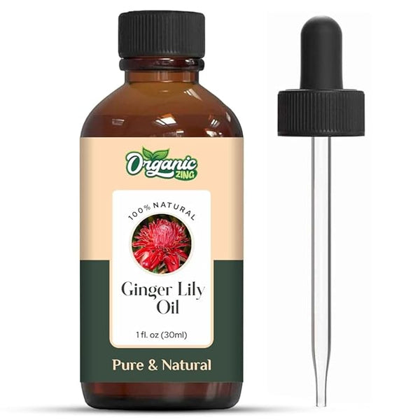 Organic Zing Ginger Lily (Hedychium Coronarium) Oil | Essential Oil for Skincare, Hair Care, Aroma and Diffusers- 30 Ml