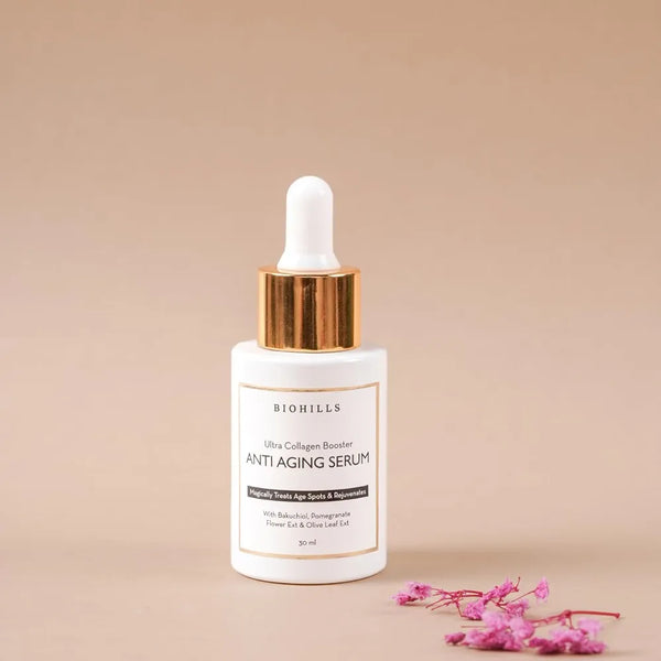 Biohills Ultra Collagen Booster - 30ml | Anti-Aging Serum with Hyaluronic Acid, Niacinamide, Bakuchiol & Retinol | Deep Hydration, Wrinkle Reduction & Skin Firming | Olive Leaf & Pomegranate Extract