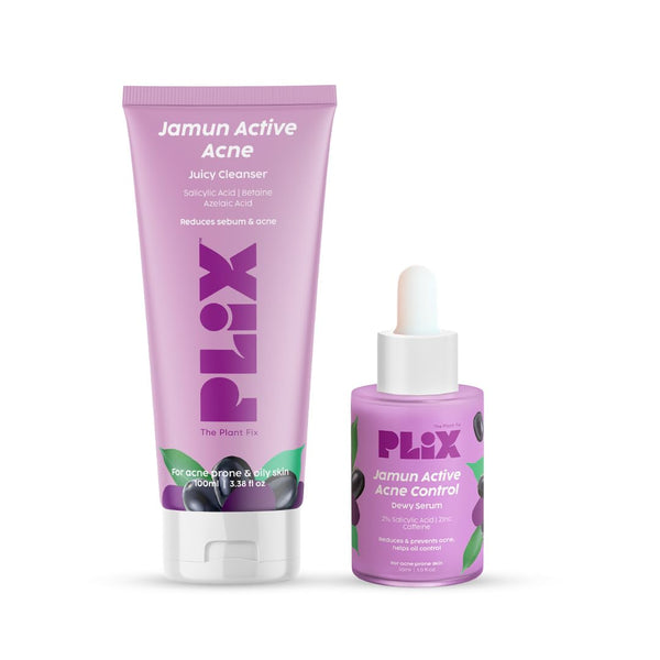 Plix The Plant Fix Jamun Face Wash and Active Acne Serum Combo