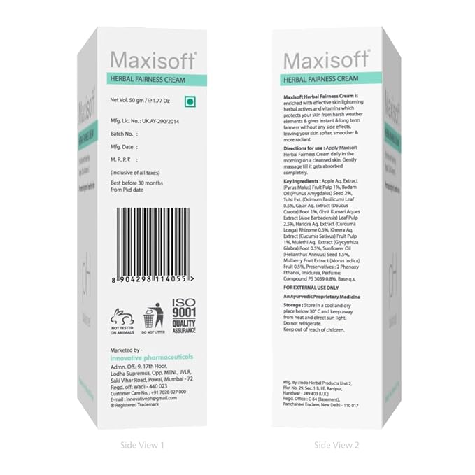 Maxisoft Herbal Fairness Cream | pH Balanced | Suitable for All Skin Types - 50 Gms
