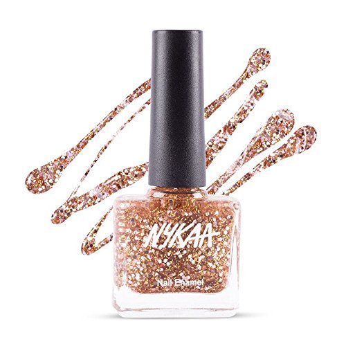 Nykaa Star Studded Glitter Coat Nail Enamel - 225 Boujee Rose Gold - 9 ml