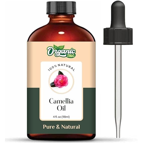 Organic Zing Camellia Essential Oil for Skin, Face, Hair Care, Shampoo, Face Cleanser - 118 Ml