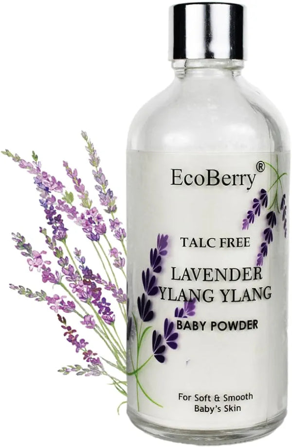 Lavender Ylang Ylang Baby Powder, Talc Free, Hypoallergenic, Organic Certified Ingredients, Mattify, Non-Comedogenic, Harmful Chemical Free, Sensitive Skin, 100% Natural & Handmade, Vegan 50g
