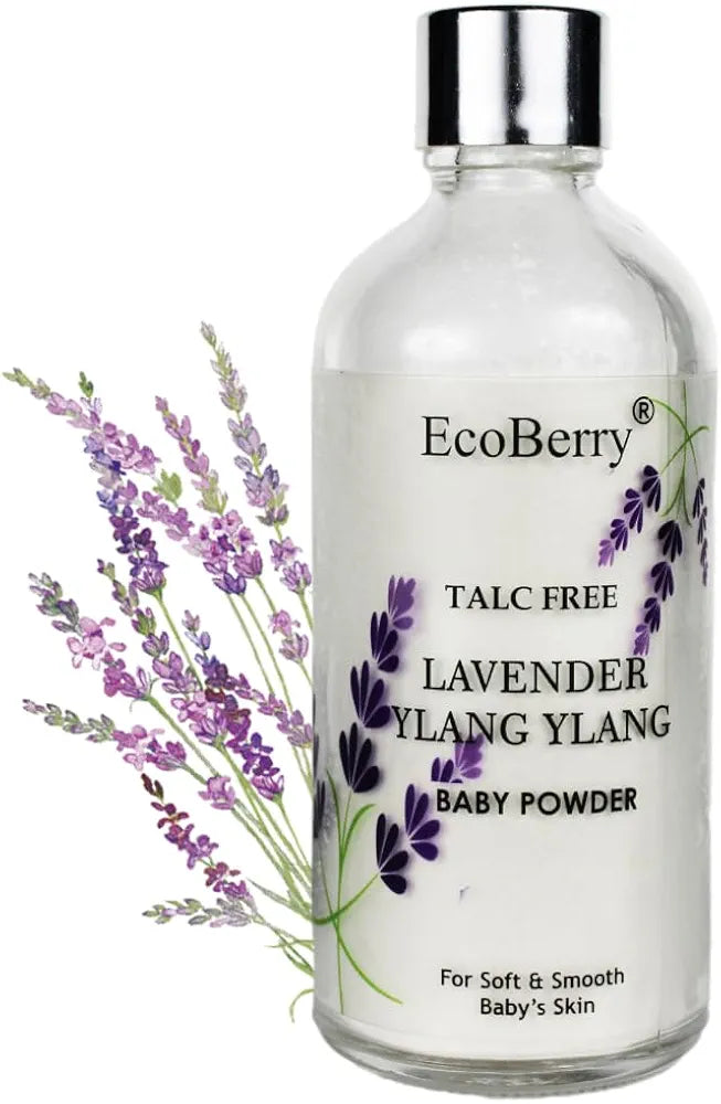 Lavender Ylang Ylang Baby Powder, Talc Free, Hypoallergenic, Organic Certified Ingredients, Mattify, Non-Comedogenic, Harmful Chemical Free, Sensitive Skin, 100% Natural & Handmade, Vegan 50g