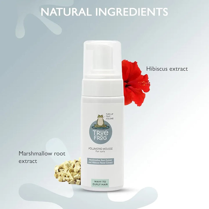 TRue FRoG Volumizing Hair Mousse For Curly, Wavy Hair With Marshmallow Root & Hibiscus Extracts, Vegan, Sulphate, Paraben & Silicone Free, 150 Ml, Pack of 1