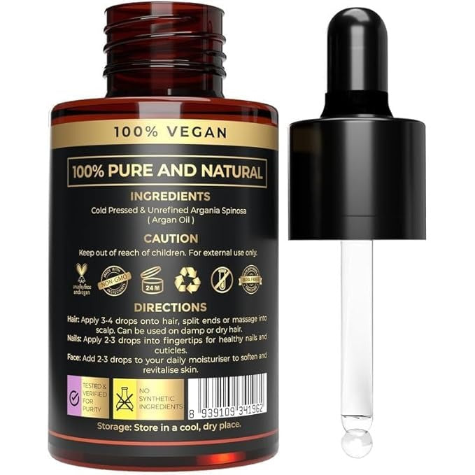 The Organic Forest Organic Argan Oil - Moroccan Oil for Hair and Skin - 30 ml