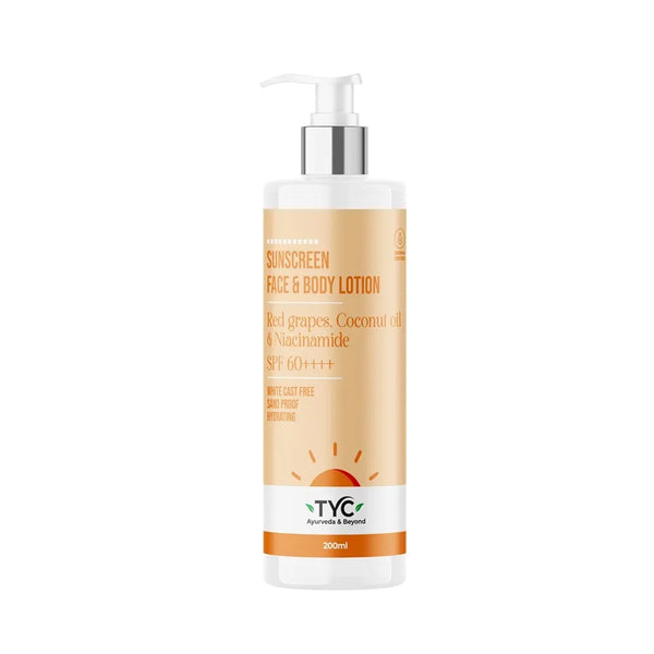 TYC - TRUST YOUR CHOICE Sunscreen Spf 60++++ Face And Body Lotion, With Coconut Oil And Niacinamide, No White Cast And Sand Proof, Hydrating Ayurvedic And Natural, For All Skin Types 
